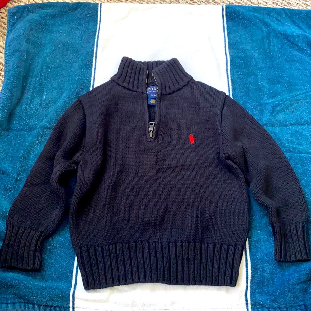 Black Polo Kids Sweater with Red pony size 3t